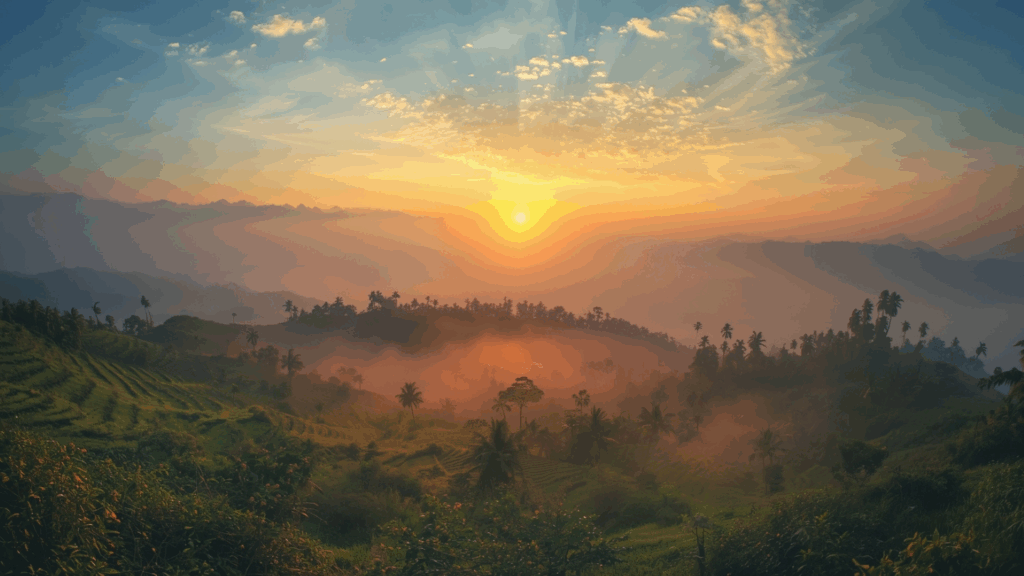 Keajaiban Alam Pegunungan dengan Kabut Tipis yang Menenangkan Jiwa